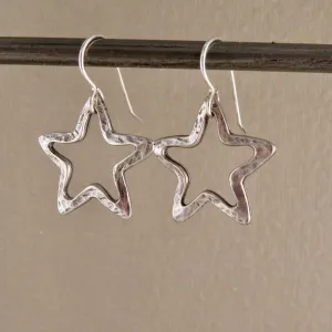 Open Silver Star Earrings