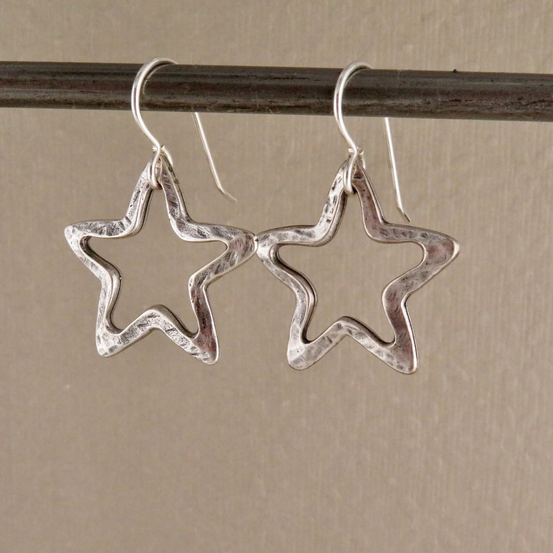 Open Silver Star Earrings