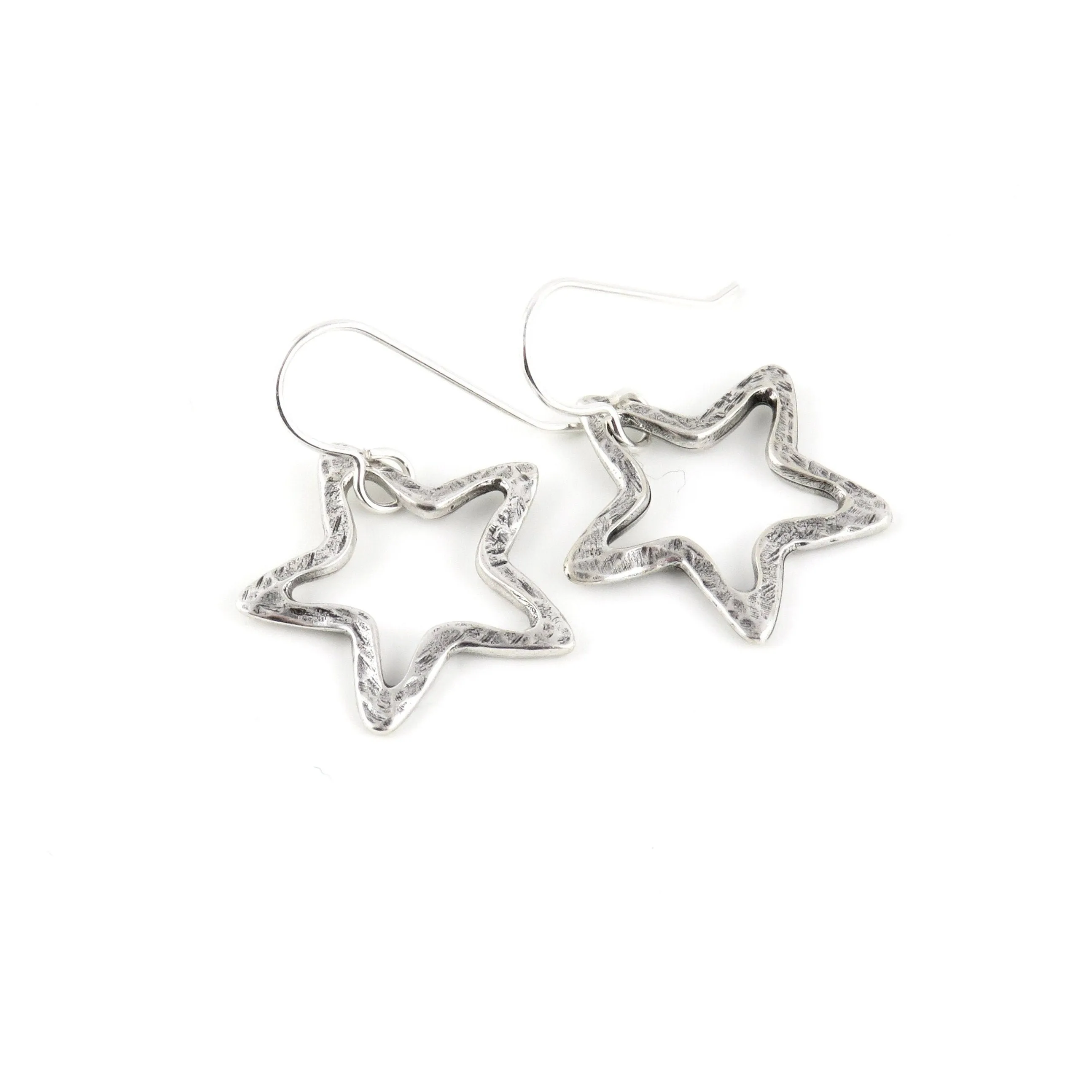 Open Silver Star Earrings