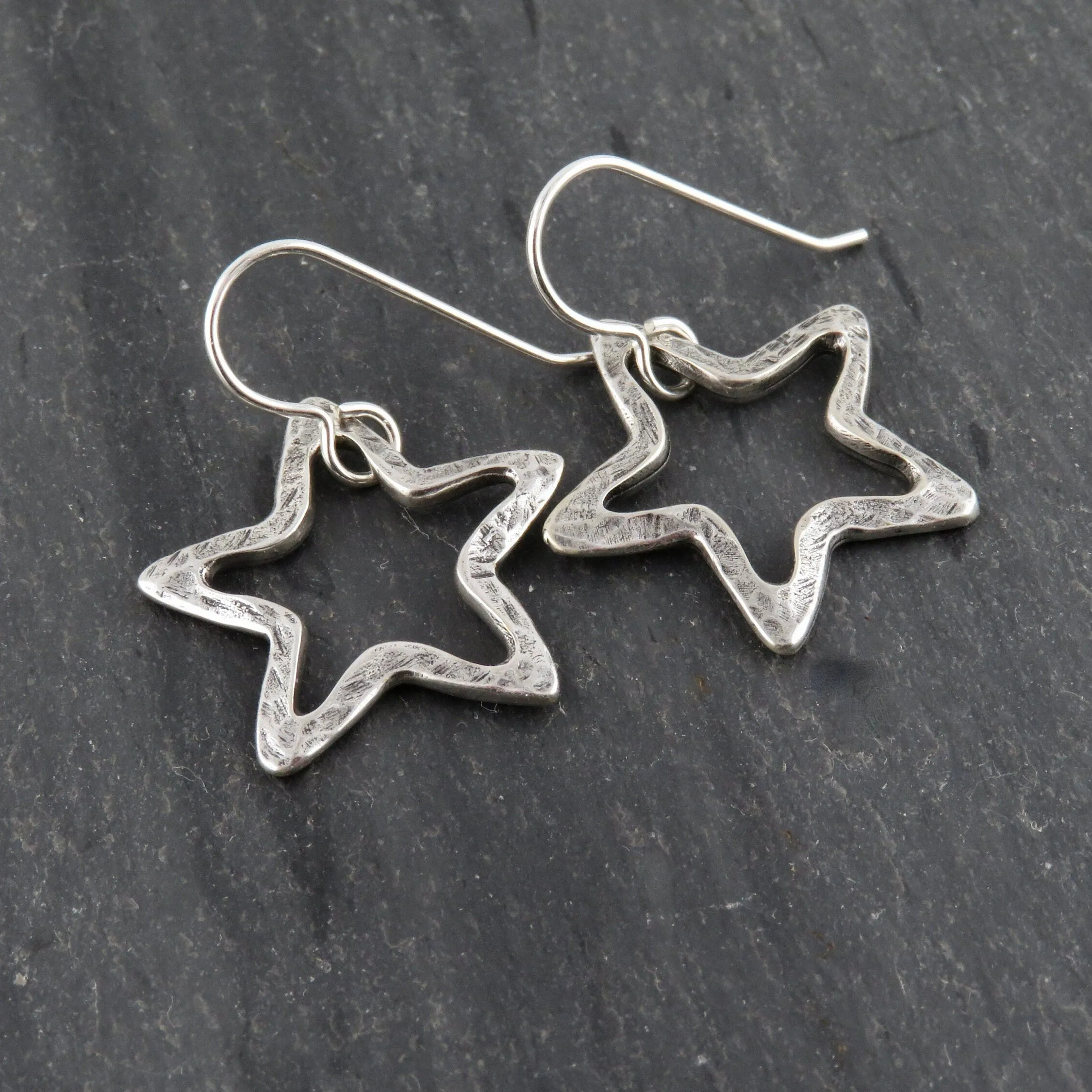 Open Silver Star Earrings