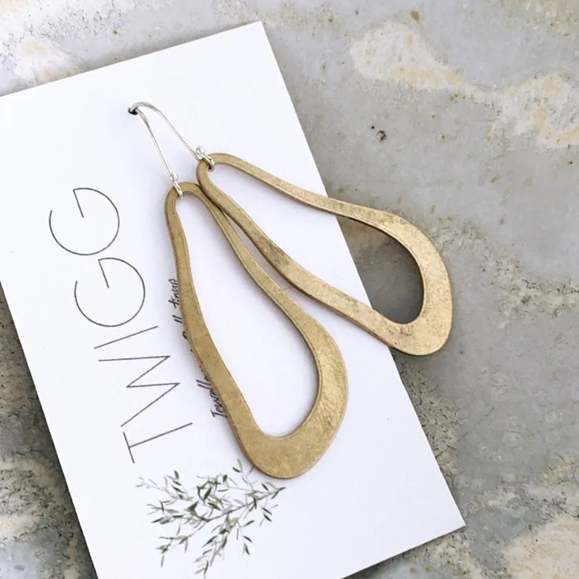 Organic Oblong Brass Earrings