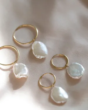 Organic Pearl hoop earrings