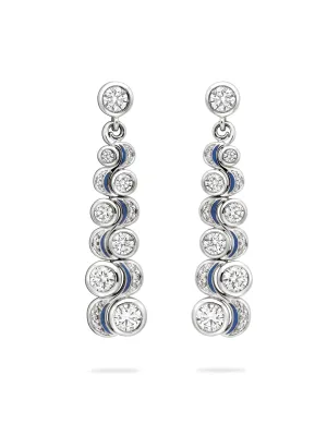 Over the Moon Diamond Platinum Drop Earrings