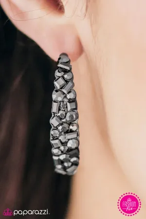 Paparazzi Earring ~ Naughty Or ICE  - Black