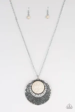 Paparazzi Necklace ~ Medallion Meadow - White