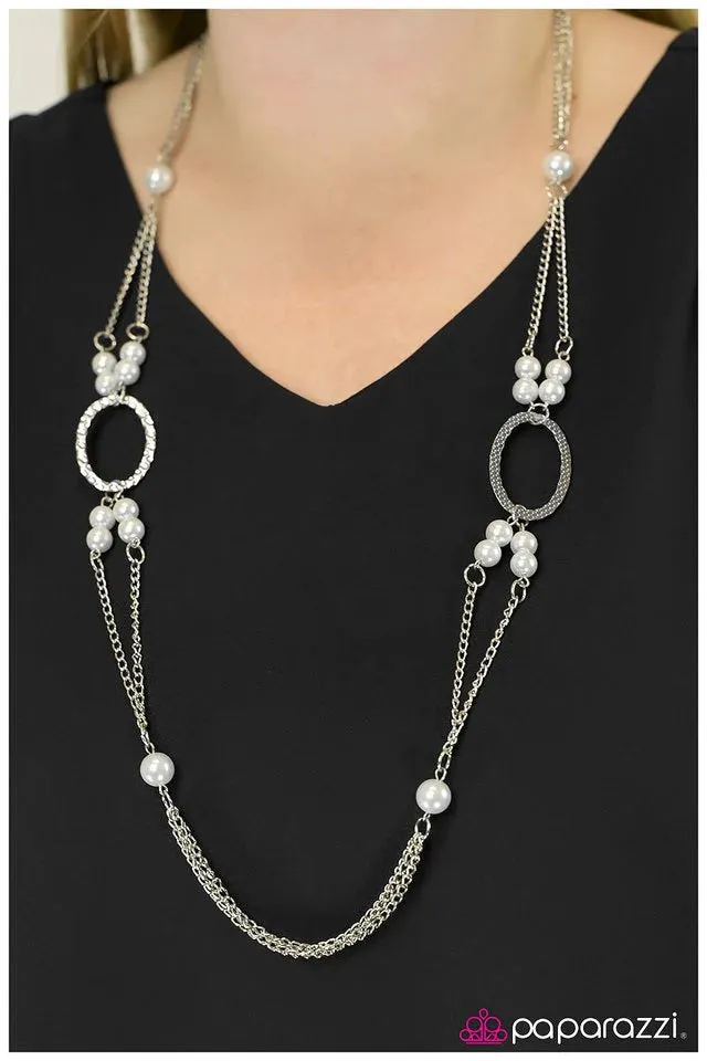 Paparazzi Necklace ~ One Step At A Time - White