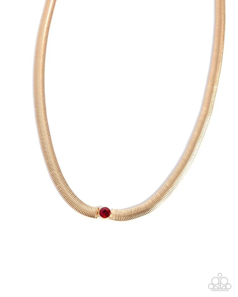 Paparazzi Necklace ~ Stunning Solitaire - Red