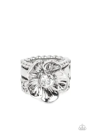 Paparazzi Ring ~ Prismatically Petunia - White