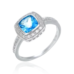 Passion Topaz Bezel Set Ring with Natural White Topaz