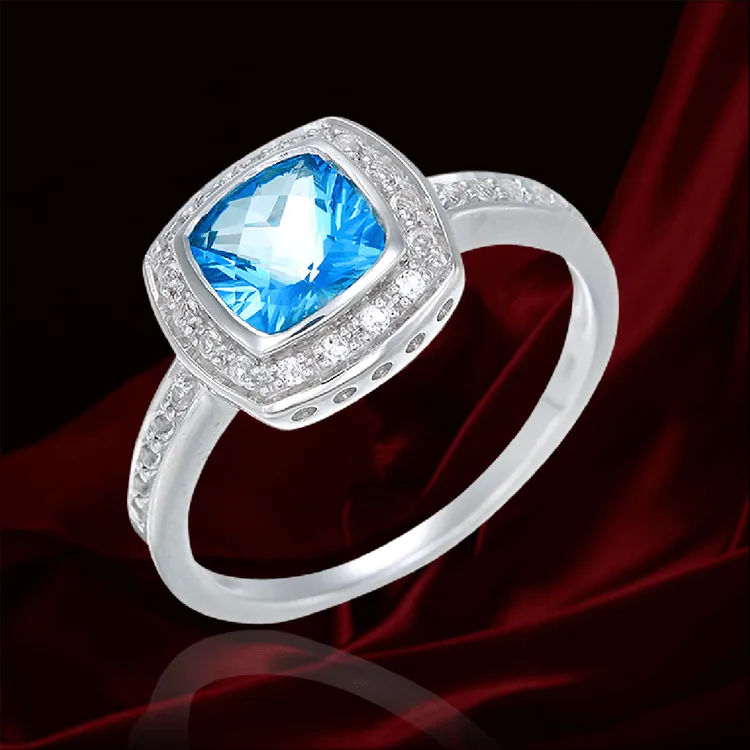 Passion Topaz Bezel Set Ring with Natural White Topaz