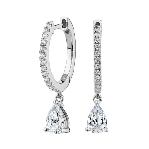 Pear and Round Brilliant drop earrings with 0.92 carats* of diamond simulants in sterling silver