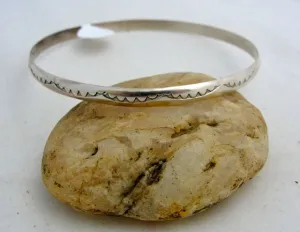 Peyote Bird Mountain Sunrise Silver Stamped Bangle Bracelet