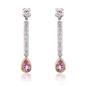 Pink Sapphire & Diamond 18ct Gold Earrings