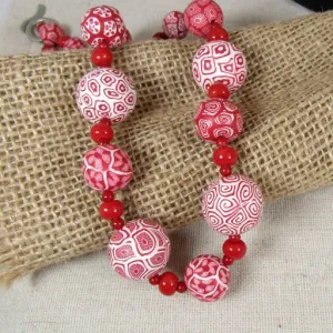 Red & White Handmade Fair Trade Bead Necklace