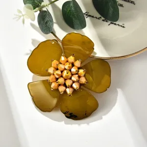 Retro Classic Style Pin Flower Arylic Inlay Zircon Women'S Brooches