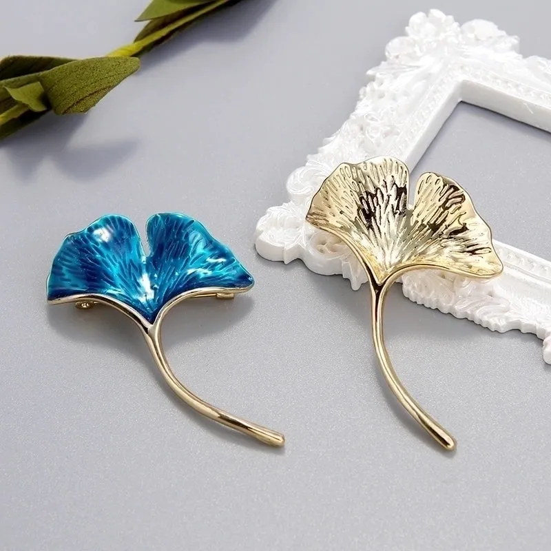 Retro Ginkgo Leaf Alloy Unisex Brooches