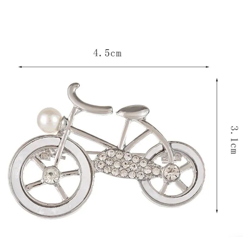 Retro Pin Bicycle Zinc Alloy Plating Inlay Rhinestones Pearl Unisex Brooches