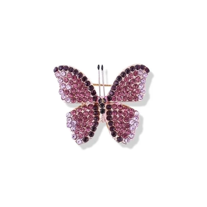 Retro Pin Butterfly Alloy Inlay Zircon Women's Brooches