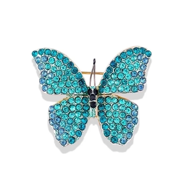 Retro Pin Butterfly Alloy Inlay Zircon Women's Brooches