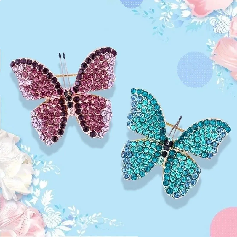 Retro Pin Butterfly Alloy Inlay Zircon Women's Brooches