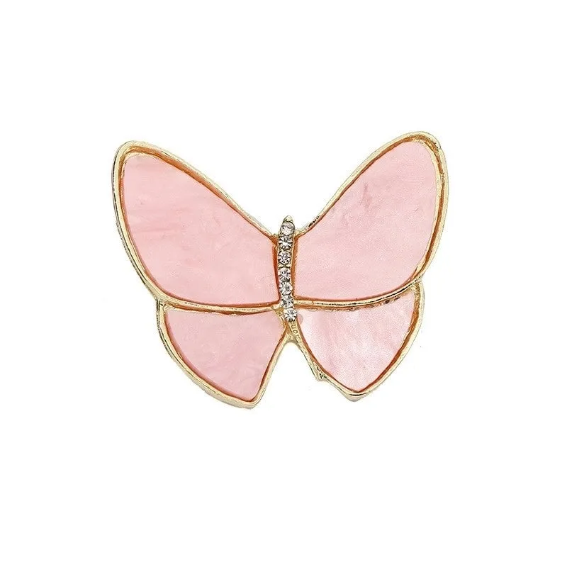 Retro Pin Butterfly Imitation Pearl Alloy Rhinestone Women'S Brooches