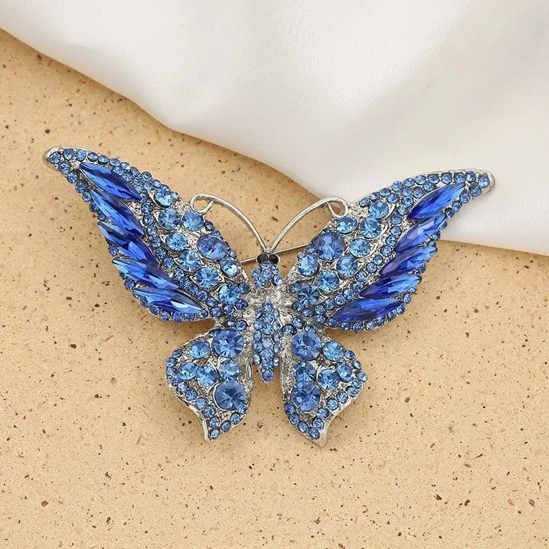 Retro Pin Butterfly Imitation Pearl Alloy Rhinestone Women'S Brooches