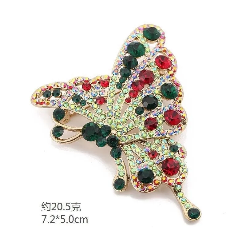 Retro Pin Butterfly Imitation Pearl Alloy Rhinestone Women'S Brooches