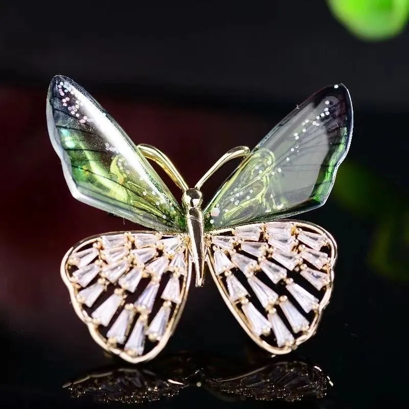 Retro Pin Butterfly Imitation Pearl Alloy Rhinestone Women'S Brooches