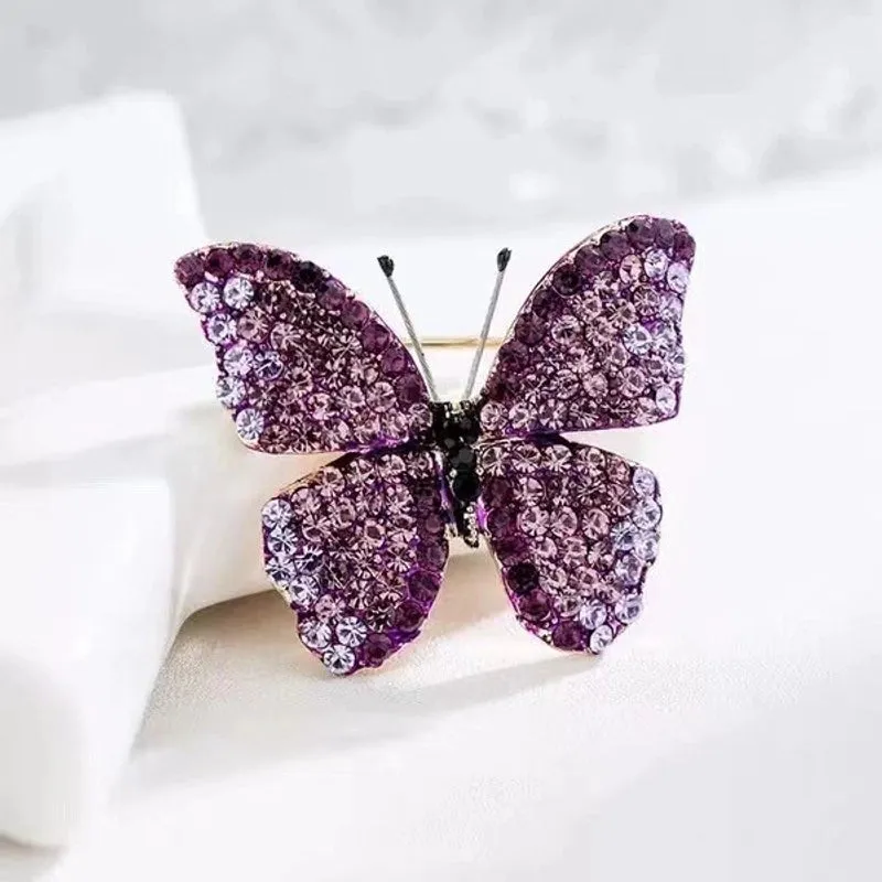 Retro Pin Butterfly Imitation Pearl Alloy Rhinestone Women'S Brooches