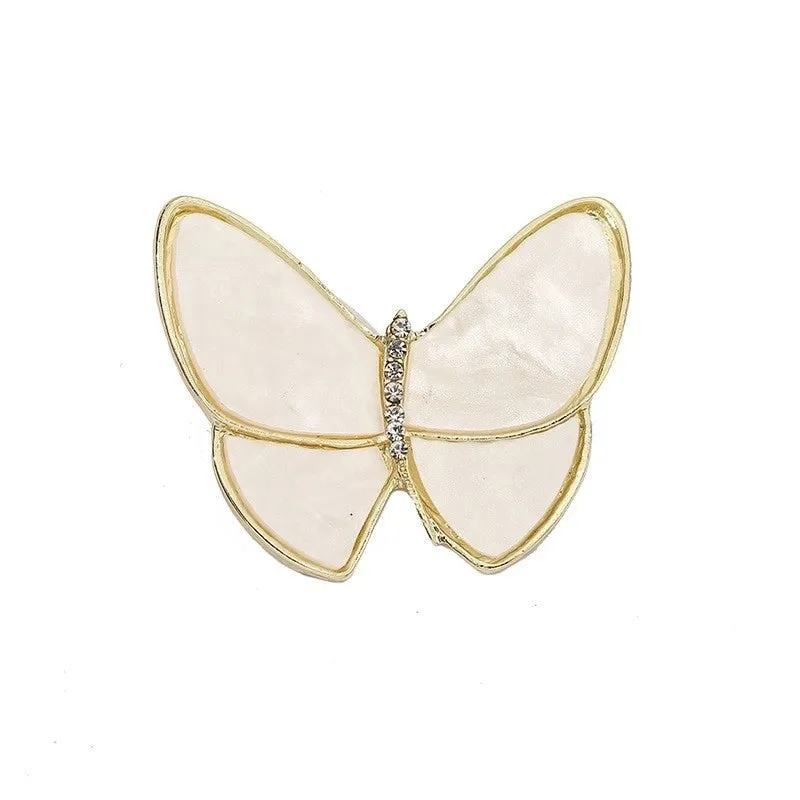 Retro Pin Butterfly Imitation Pearl Alloy Rhinestone Women'S Brooches