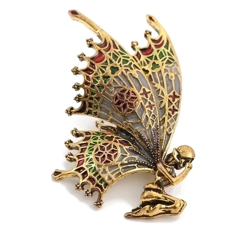 Retro Pin Butterfly Imitation Pearl Alloy Rhinestone Women'S Brooches