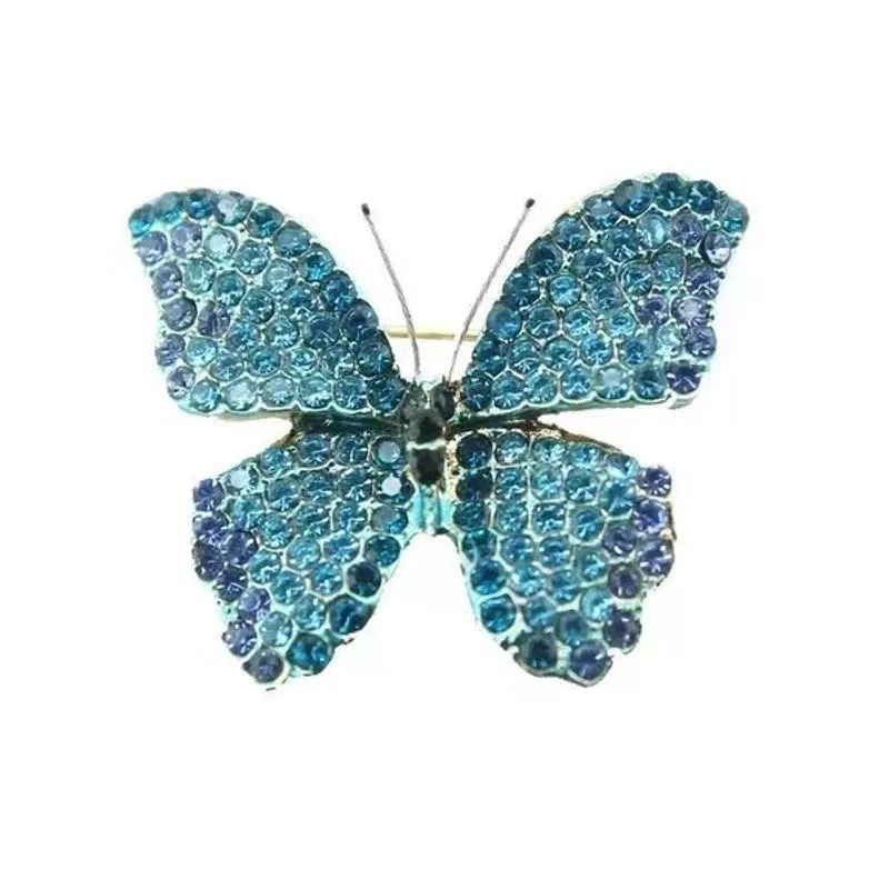 Retro Pin Butterfly Imitation Pearl Alloy Rhinestone Women'S Brooches