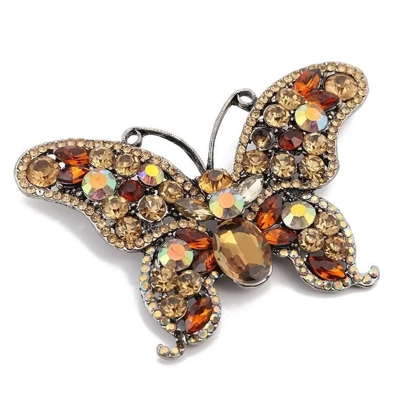 Retro Pin Butterfly Imitation Pearl Alloy Rhinestone Women'S Brooches