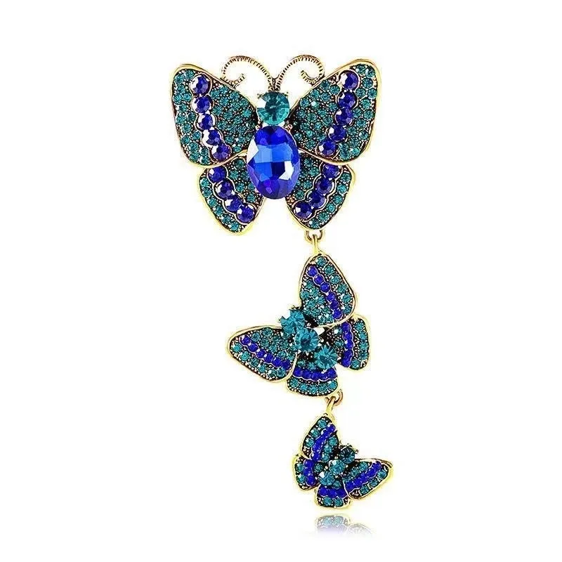 Retro Pin Butterfly Imitation Pearl Alloy Rhinestone Women'S Brooches