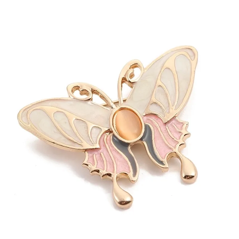 Retro Pin Butterfly Imitation Pearl Alloy Rhinestone Women'S Brooches