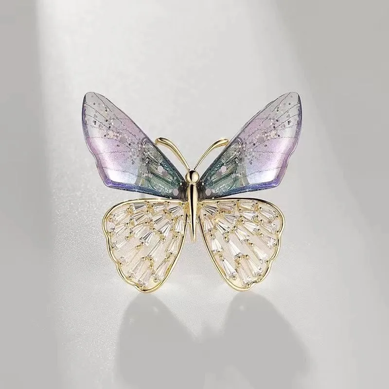 Retro Pin Butterfly Imitation Pearl Alloy Rhinestone Women'S Brooches