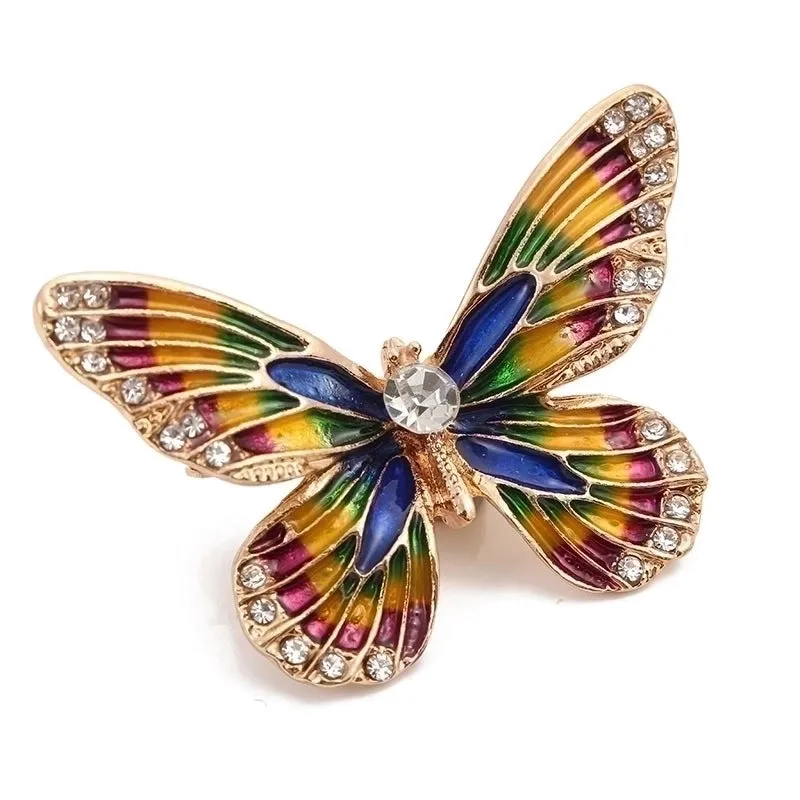 Retro Pin Butterfly Imitation Pearl Alloy Rhinestone Women'S Brooches