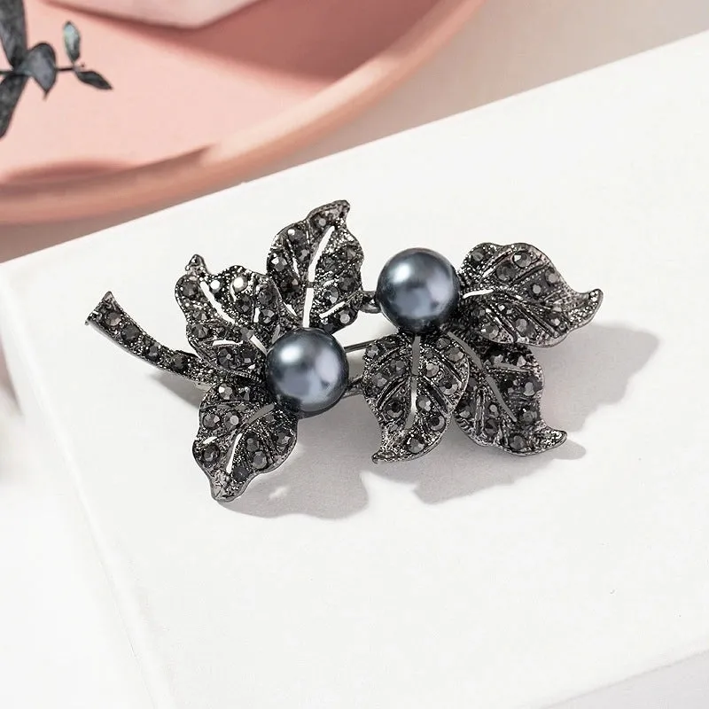 Retro Pin Flower Bow Knot Alloy Plating Inlay Rhinestones Pearl Women'S Brooches