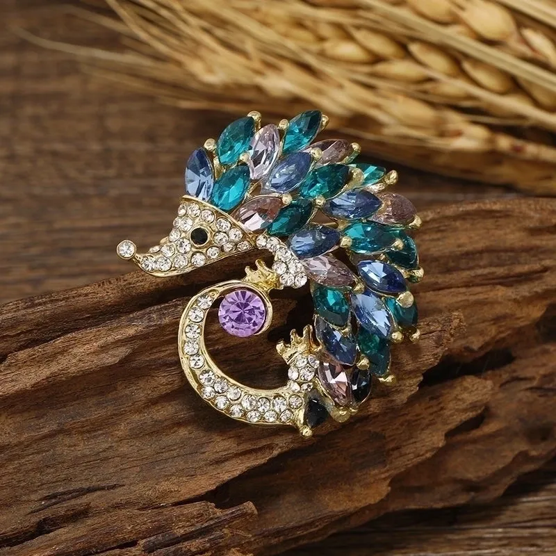 Retro Pin Hedgehog Alloy Inlay Artificial Gemstones Women'S Brooches