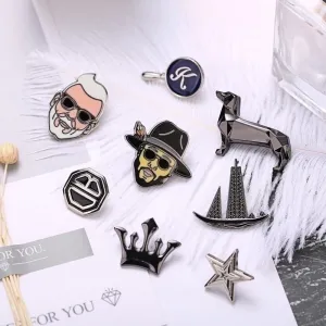 Retro Pin Human Crown Alloy Inlay Artificial Gemstones Unisex Brooches