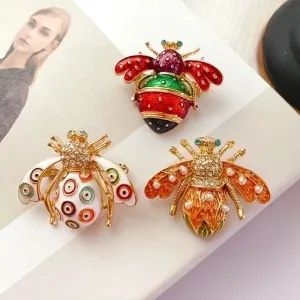 Retro Pin Insect Alloy Plating Artificial Pearls Rhinestones Unisex Brooches