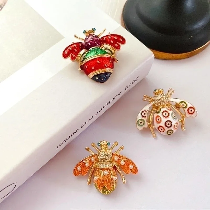 Retro Pin Insect Alloy Plating Artificial Pearls Rhinestones Unisex Brooches