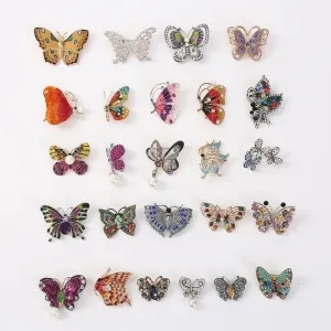 Retro Pin Insect Butterfly Rhinestone Unisex Brooches