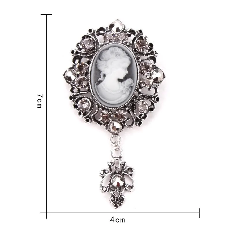 Retro Pin Portrait Alloy Plating Rhinestones Women'S Brooches