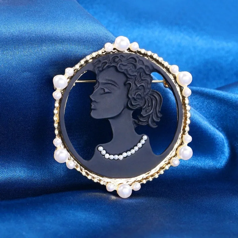 Retro Pin Portrait Alloy Plating Rhinestones Women'S Brooches