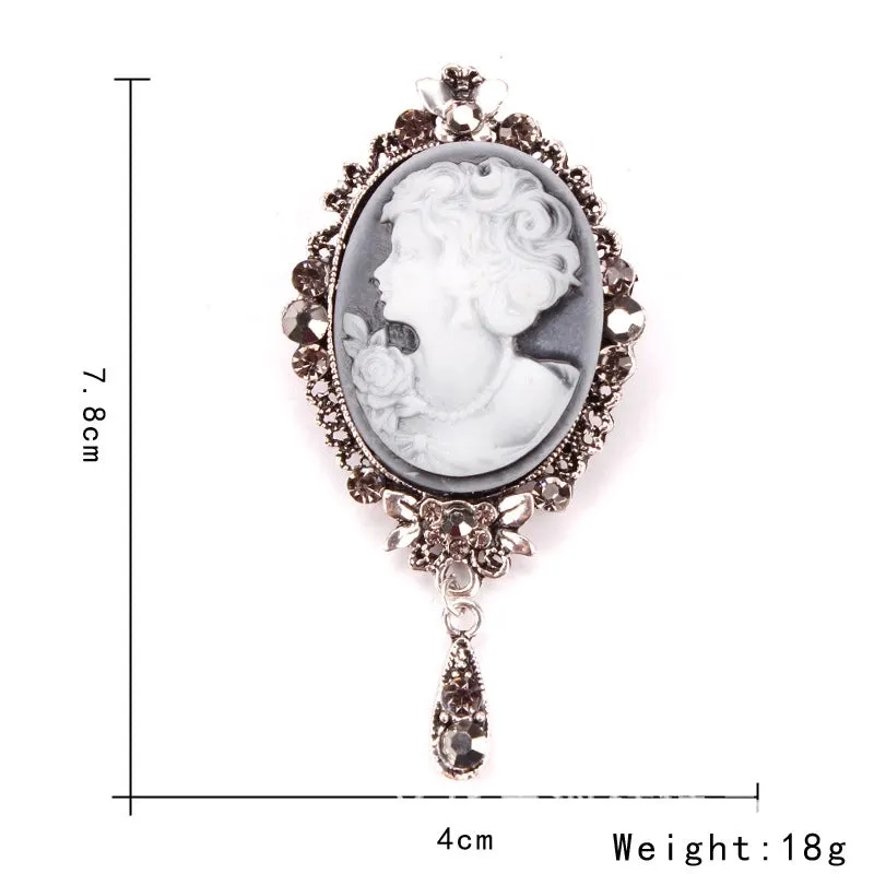 Retro Pin Portrait Alloy Plating Rhinestones Women'S Brooches