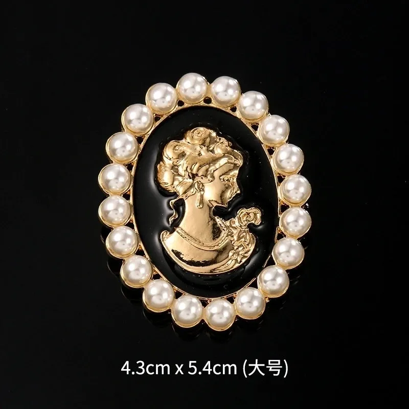 Retro Pin Portrait Alloy Plating Rhinestones Women'S Brooches