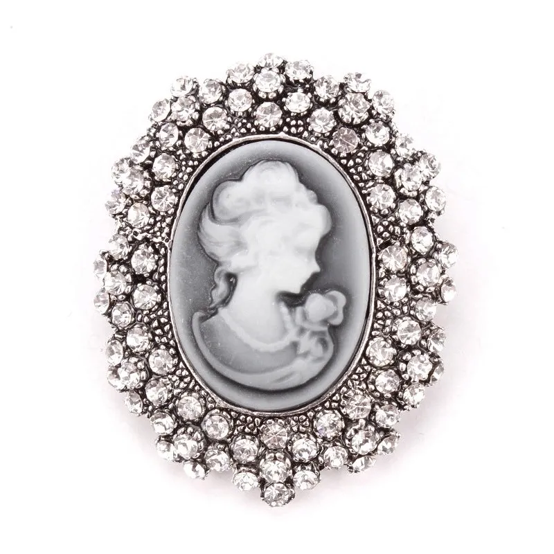 Retro Pin Portrait Alloy Plating Rhinestones Women'S Brooches