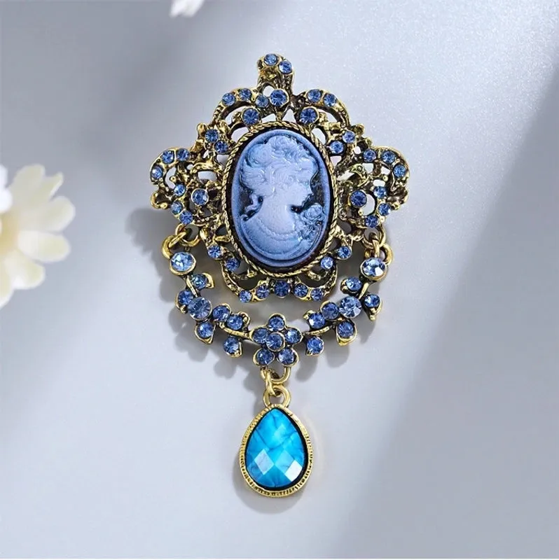 Retro Pin Portrait Alloy Plating Rhinestones Women'S Brooches