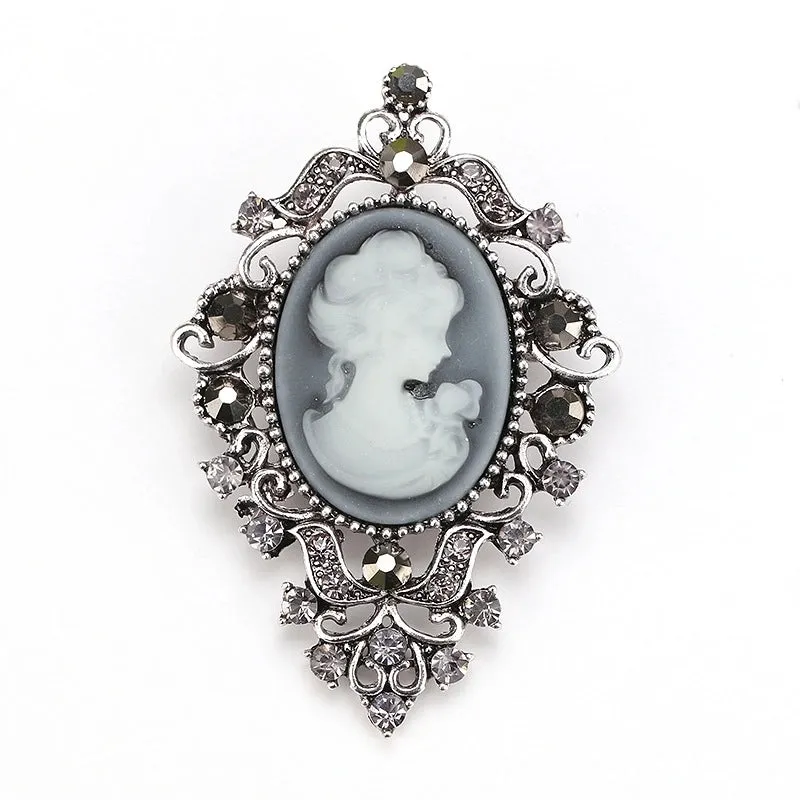 Retro Pin Portrait Alloy Plating Rhinestones Women'S Brooches